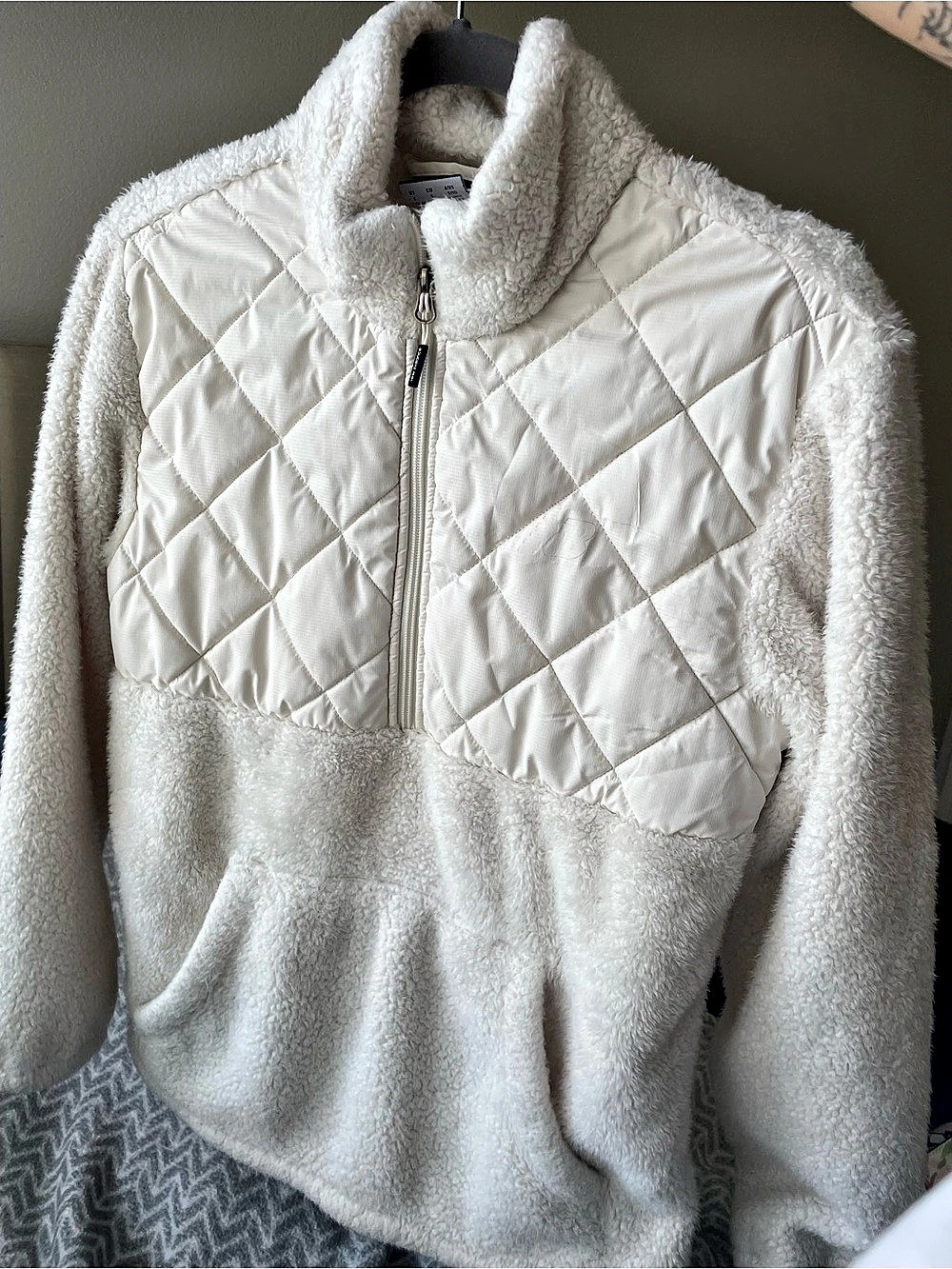 New Balance Achiever Sherpa Pullover White Small